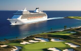 Cruise Ship Docked Next to Golf Course
