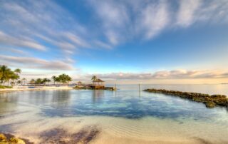 View of beach and ocean in Nassau, Bahamas