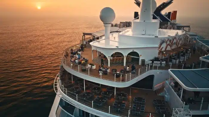 Celebrity Cruises Sunset Bar overlooking the wake