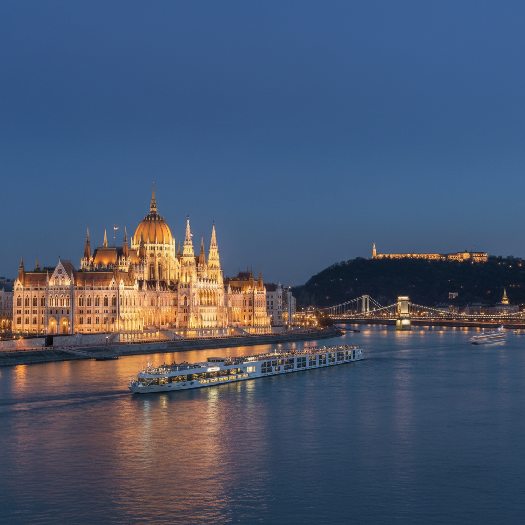 European river cruise through historic city