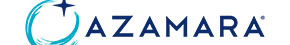 The official logo of Azamara, a luxury cruise line brand, featuring a stylized circular design in turquoise with a ship silhouette and the company name in dark blue text.