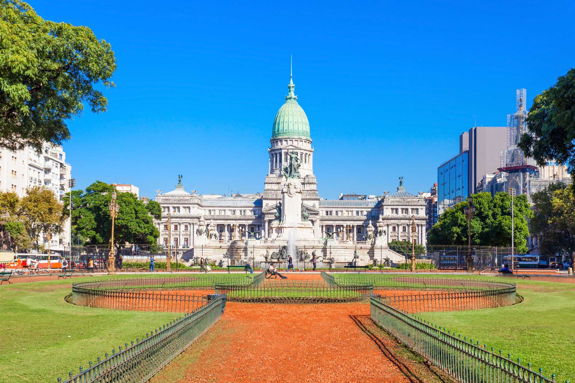 The iconic neoclassical Palace of the Argentine National Congress in Buenos Aires, featuring