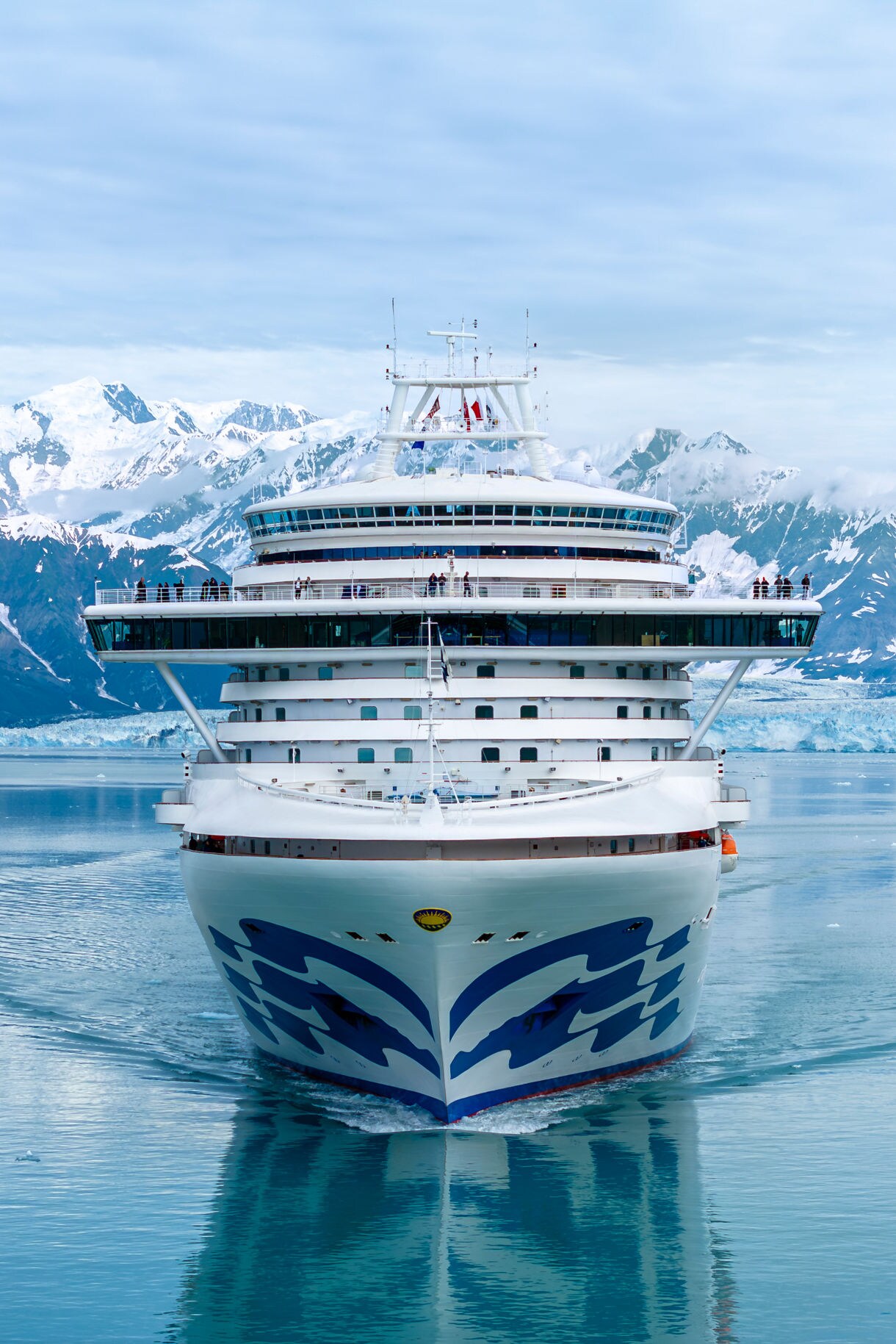 Crown Princess in Yakutat Bay, Alaska Crown Princess cruise ship in snow-capped Yakutat Bay, Alaska waters