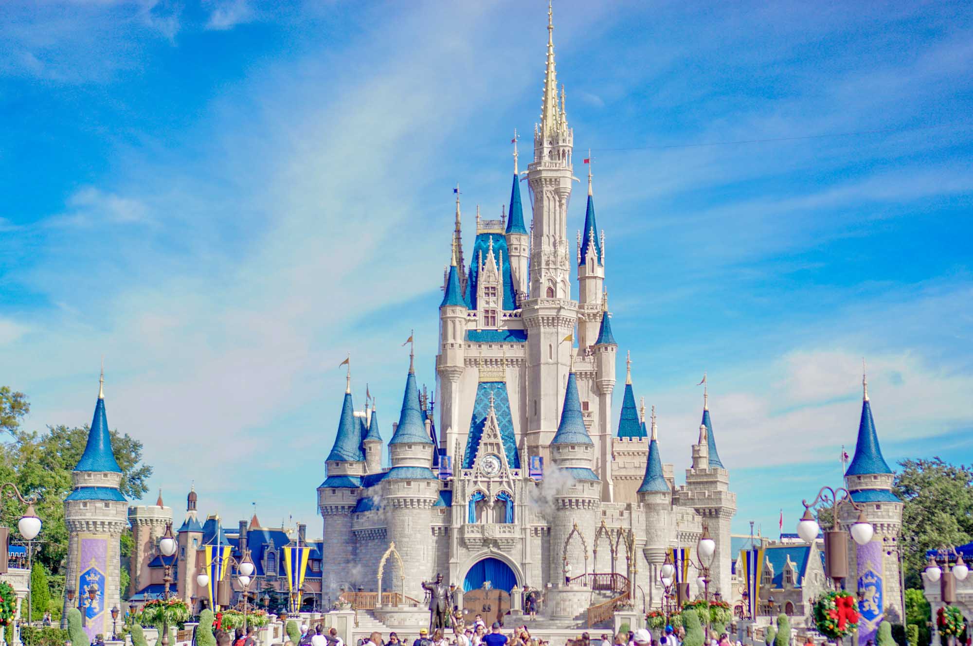 Cinderella Castle at Magic Kingdom Park A stunning daytime view of Cinderella Castle, the iconic centerpiece of Disney's Magic Kingdom