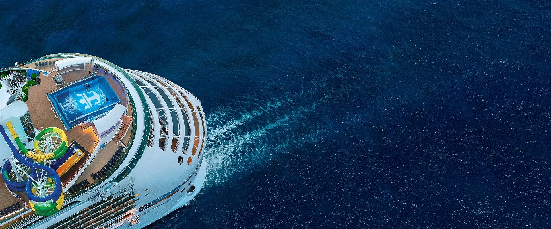 Royal Caribbean Explorer of the Seas Aerial View An aerial drone photograph of Royal Caribbean's Explorer of the Seas cruise ship at sea, captured