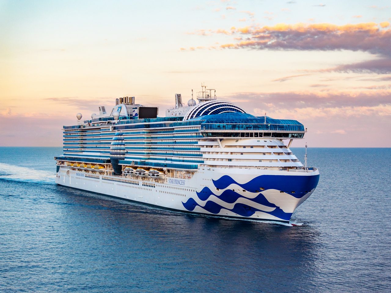 Star Princess Cruise Ship at Sea A magnificent Princess Cruises ship, the Star Princess, photographed at sea during golden hour
